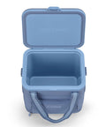 Open blue MagSnap Magnetic No Zip Soft Cooler for 24 Cans With Insulated Hard Liner Ice Chest showing interior