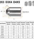 Built Different 30 Pack Ball Spring Plunger Set 304 Stainless Steel showing sizes and specifications of ball plungers.