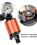 One Quarter Inch NPT Air Regulator And Filter Combo With Drain Valve And Gauge For Paint Sprayer Gun Maximum 140 PSI side view