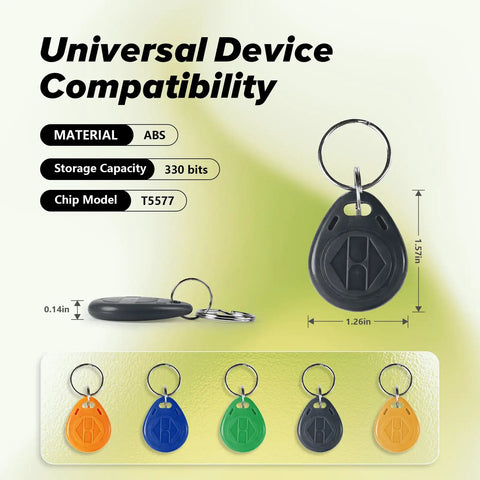 Plug And Play Writable 125KHz RFID Fob Tags With T5577 Chip For Reusable Access Control Cards Compatible With 1386 And 1326