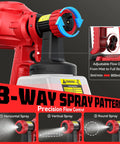 Professional Grade Cordless Paint Sprayer Compatible With Milwaukee 18V showing adjustable flow dial and spray pattern options.