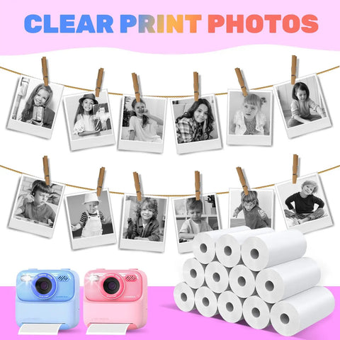 12 Roll Kids Instant Camera Print Paper Refill BPA Free 56mm By 24mm Thermal Paper For Photo Printers, Each Roll Prints About 60 Pics, Safe Premium Paper; rolls and kids camera