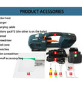 Handy Portable Electric Strapping Machine For Pet Or Pp Tape That Wields 2800N Force Fast One Hand Charge And Ergonomic Grip For Toys Electronics Hardware Cosmetics Books Shipping Packing Jobs Made Easy with accessories including charger, tools, and manual.