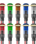 10 Pack 8mm LED Indicator Lights IP67 Waterproof Panel Mount 5V To 24V Low Power for Car Truck Boat Marine Dash Red Green Yellow Blue White