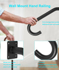 Tough As Nails Wall Mount Hand Rails For 1 To 3 Steps Heavy Duty Grade Steel Safety Grab Bar Supports Up To 500 Pounds Indoor Outdoor Staircase Railing Black being gripped for stability.