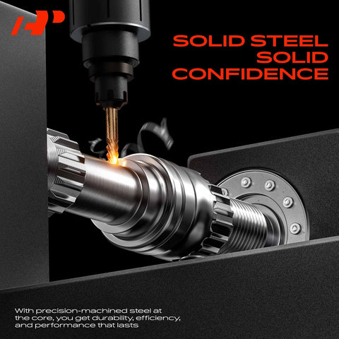 Close-up of precision machining on solid steel component with cutting tool, highlighting durability and performance.