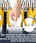 Heavy Duty Expandable Conveyor Roller With 1250 Lbs Hauling Capacity And Smooth Glide Skate Wheels built with hooks for easy connection.