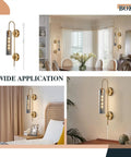 Plug In Wall Light With Smoke Gray Glass Shade And Gold Brass Finish, Retro Inspired Mid Century Modern Sconce For Indoor Use