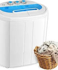 Portable Twin Tub Washing Machine With Wash And Spin Cycle 13lb Capacity For Camping Apartments Dorms And RV Life beside laundry basket