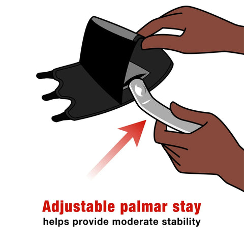 Diagram showing adjustable palmar splint of Reversible Wrist Brace for Sore, Weak, and Injured Wrists, Breathable Comfort, One Size Fits Most