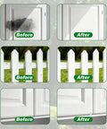 Hella Smooth White Wood Touch Up Paint Pen With An Ultra Fine Precision Brush For Super Quick Drying Scratch Repair And Peeling Fixes That Get Your Favorite Furniture Looking Dang Near New Again before and after touch up results on wood door and fence.