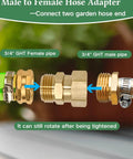 Brass 3/4 GHT Female To 3/4 GHT Male Swivel Adapter For Garden Hoses, 360 Degree Anti Twist Connector, O Ring Seal No Leaks, Pressure Washer Gun Swivel Fitting, Easy To Use, Durable Brass Construction. Brass hose adapter connecting 3/4 GHT female and male ends