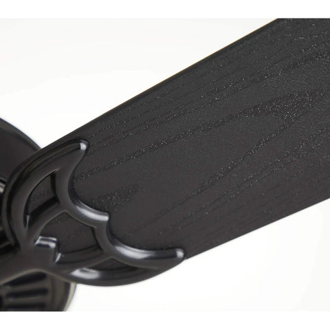 Close-up of blade on Summer Night 52 Inch Outdoor Ceiling Fan in Barbeque Black Finish with five all-weather blades