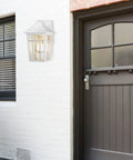 Outdoor Sconce Lights 2 Pack White Weatherproof Aluminum Wall Fixtures With Glass Panels by doorway
