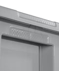 Close-up of heavy-duty latches on the Go Big On Storage With This 50 Gallon Gray Bin featuring a secure recessed lid.