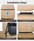 Installation steps for Car Seat Organizer And Backseat Protector With Waterproof Leather Kick Mats, Large Pockets for Kids and Pets.