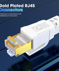 Cat8 Ethernet Cable Ultra Fast 40Gbps 2000MHz Shielded Network Cord showing gold plated RJ45 connectors