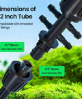 Close-up of connector dimensions for Half Inch Drip Irrigation Tubing Kit with 0.5" ID and 0.7" OD on green background