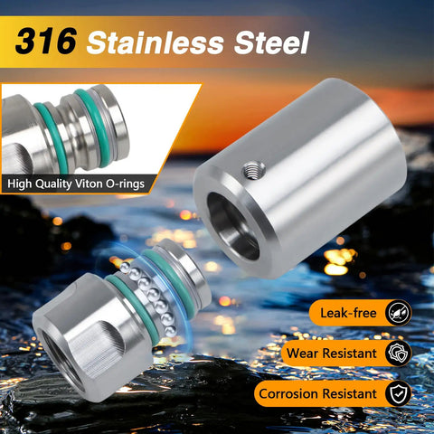 Half Inch Stainless Steel High Pressure Hose Reel Swivel Fitting Joint Heavy Duty With Grease Fitting And Ball Bearing Swivel Mechanism Leak Proof Half Inch NPT Thread Built For Tough Jobs And Real World Use, 316 stainless steel swivel joint with Viton O-rings