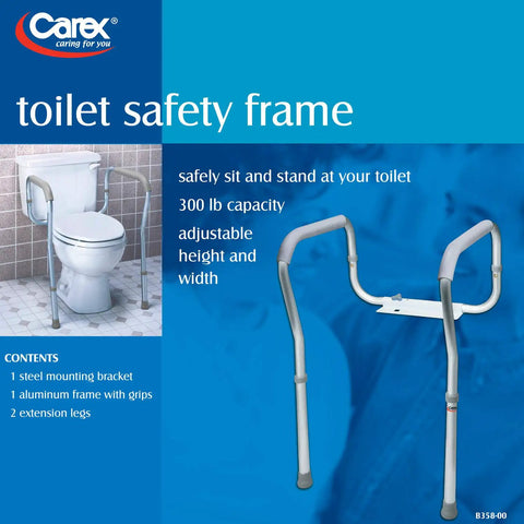 Carex Adjustable And Detachable Toilet Safety Frame With Easy Grip Handles and Aluminum Frame for Elderly and Disabled