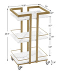 Pro Grade Heavy Duty Metal Utility Salon Trolley On Wheels All In One Three Tier Mobile Facial And Nail Cart In White dimensions