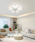 Lit 80W LED Ceiling Light With Remote Control Dimmable Modern Flower Shape Flush Mount Chandelier in living room
