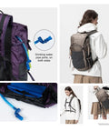 Ultralight 22L Waterproof Foldable Backpack For Hiking And Camping Expandable 2 To 4L Capacity Hydration Compatible water hose