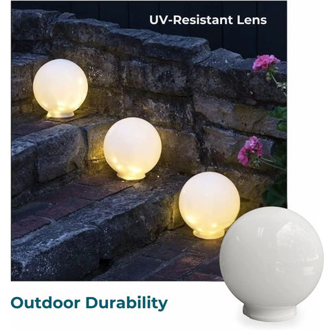 6 Inch White Acrylic Replacement Globe For Ceiling Lights, Wall Fixtures, Lamp Posts, And Streetlights, Opaque Globe Cover With 3.33 Inch Outer Neck And 2.99 Inch Inner Neck Fit For Outdoor And Indoor Use