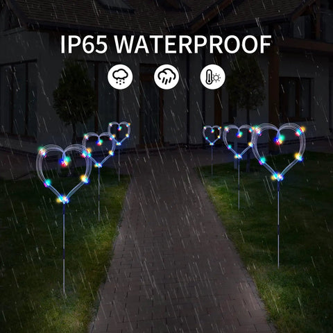 Lit Solar Firework Garden Lights 5 Pack 120 LED Decorative Stakes With Remote 8 Modes Waterproof lighting path in rain