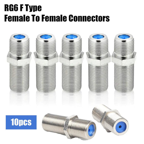 Coax Cable Crimper Kit With Adjustable Reversible Stripper And F Male And Female Connectors For RG6 RG59 RG7 RG11 Coaxial Compression Tool 20 Pcs F Males 10 Pcs Females Ideal For Quick Home Theater And Satellite Cabling, 10pcs RG6 F Type Female Connectors