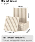 12 Pack Self-Adhesive Acoustic Panels 0.47 Inch Thick High-Density Soundproof Wall Panels stack and size measurements