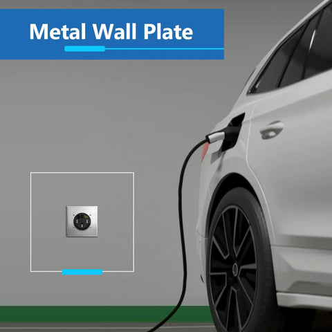 NEMA 14-50R Wall Plate 1-Gang Outlet Cover For EV Charger And RV Receptacle Built Tough Stainless Steel Mounting Plate in use