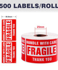 Fragile Stickers 2x3 Inch For Shipping And Moving Glassware Handle With Care Labels 500 Permanent Adhesive Fragile Labels On Roll