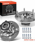 Image of Set Of 2 Front Wheel Bearing And Hub Assemblies For Ford Transit 2015-2019 SRW 5-Lug 150 250 350 350HD High Load Capacity Easy Install Durable Hub Kit, showing parts with box.