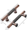 10 Pack 3 Inch Knurled Brushed Antique Copper Cabinet Drawer Pulls with dimensions, solid metal construction, rustic finish