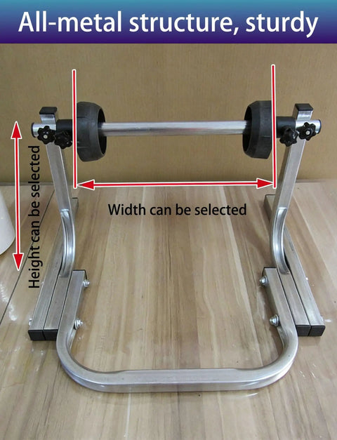 Heavy Duty All Metal Roll Holder Dispenser For Bubble Wrap Stretch Film Foam with adjustable height and width.