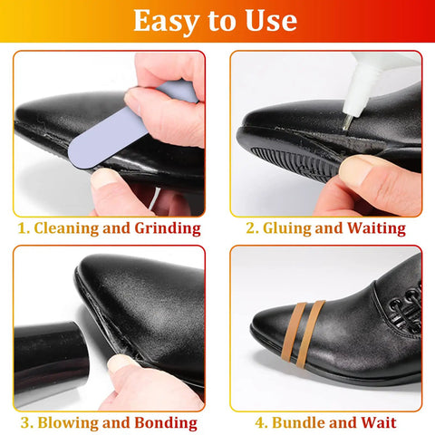 Steps to use Transparent Shoe Glue For Repairs High Strength Polyurethane Adhesive For Shoes Boots Leather And More Waterproof.