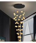MVP Spherical LED Pendant Lamp For Staircase Living Room Showcases Nordic Vibe Energy Efficient Globe Hanging Light Fixture in gold.
