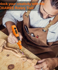 Hella Precise Mini Cordless Rotary Tool Kit With 105 Pieces Variable Speed Micro Drill Grinder For Wood Metal Carving and Smooth Operator Power Accessories Set used for wood carving.