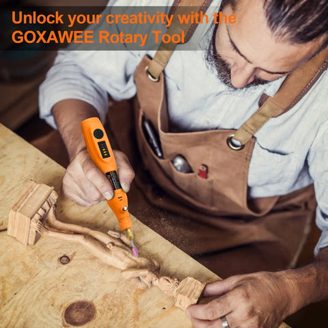 Hella Precise Mini Cordless Rotary Tool Kit With 105 Pieces Variable Speed Micro Drill Grinder For Wood Metal Carving and Smooth Operator Power Accessories Set used for wood carving.