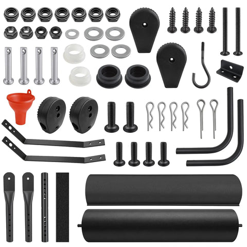 Universal Lawn Stripe Kit For Push Walk Behind Mowers With Heavy Duty Roller And Adjustable Bracket, Large Easy Fill Sand Port And Funnel, Fits Gas Or Electric Mowers, DIY Striper Tool parts kit with roller, brackets, bolts, and funnel