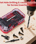 Hella Tough Fifteen Piece Hss Countersink Drill Bit Set For Wood Featuring Three Eighth And Half Inch Plug Cutters Delivers smooth pilot holes and countersinking for screw insertion.