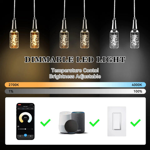 Beer Bottle Shaped RGB Dimmable LED Pendant Light with Smart App Timer and Schedule, Alexa Compatible, height adjustable
