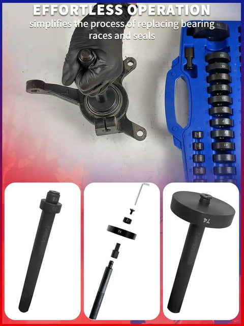 52-In-1 Custom Bushing Driver Set 18mm To 65mm Bearing Race And Seal Installer Kit tools with case in automotive use