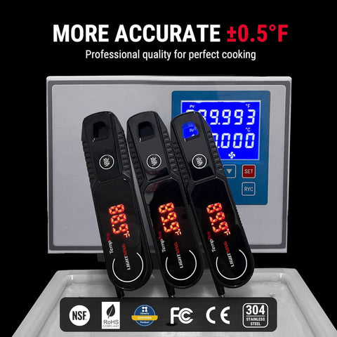 Lightning Fast One Second Instant Read Meat Thermometer With 180 Degree Rotating Display IP67 Waterproof for precise cooking.