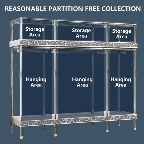 Rock Solid Portable Canvas Wardrobe Roomy Fabric Closet Storage Organizer With Sturdy Hanging Rail and Expansive Shelves.