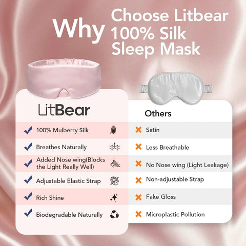 100 Percent Mulberry Silk Sleep Mask For Women Adjustable Comfort Side Sleeper Friendly Full Blackout Eye Cover For All Night Pink