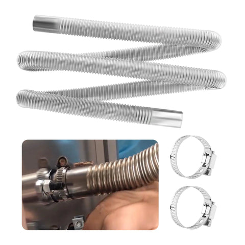 59 Inch And 47 Inch Diesel Heater Exhaust Pipe With 1 Inch Inner Diameter Stainless Steel Flexible Tubing And 2 Clamps Kit