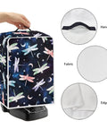 Straight Up Dragonfly Print Coffee Maker Cover Washable Heavy Duty Shield For Kitchen Small Appliances Foldable Waterproof Polyester Slipcover With Sturdy Grip Handle showing handle and fabric detail.