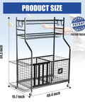 Garage Gear Sports Organizer With Hooks And Bins, Large Capacity Ball Storage Rack for Football Soccer Baseball Bat Toys on wheels